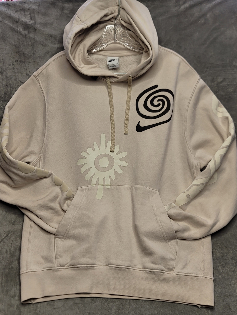 Nike Men's Cream Graphic Just Do It Hoodie Sweatshirt Medium